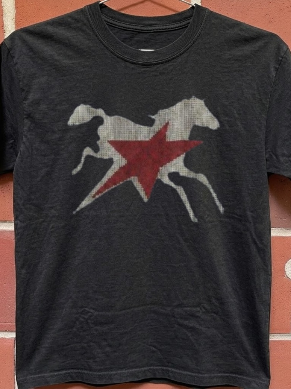 Black Graphic Horse & Star Crewneck T-Shirt
